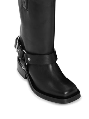 GANNI RECYCLED LEATHER BIKER BOOTS