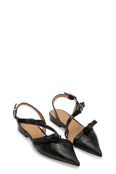 GANNI Black Cut Out Pointy Ballet Flats for Women - SS24