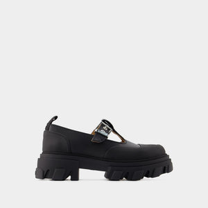 GANNI Sleek Black Mary Jane Loafers for Women - 2024 SS Collection