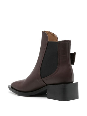 GANNI Chocolate 45MM Buckled Leather Boots