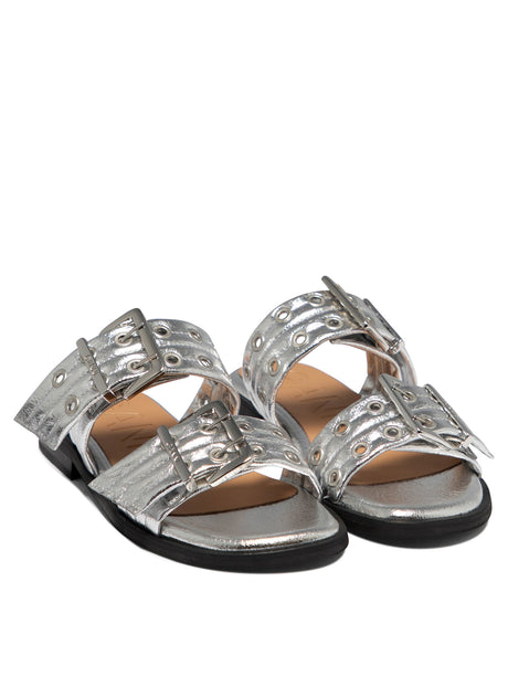 GANNI Stylish Women's Silver Sandals for 24FW Season