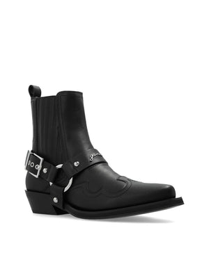 GANNI Western Leather Chelsea Boots for Women - Ankle Length