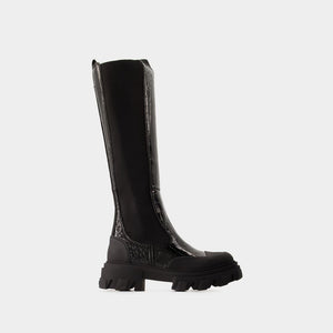 Giày Boots Cao Cổ Cao Gót Thiết Kế Đế Xẻ