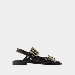 GANNI Chic Buckle Ballerina Sandals