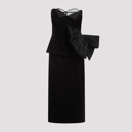 MAISON MARGIELA Sleek and Sophisticated Black Wool Midi Dress for Women - SS24