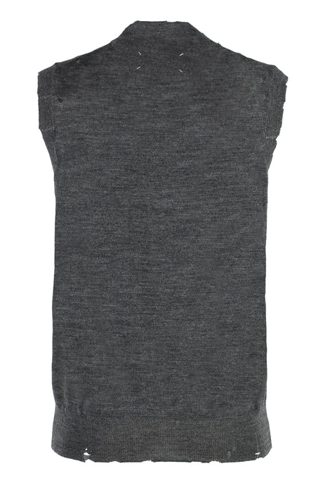 Grey Wool Knit Vest for Women - FW23