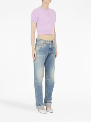 MAISON MARGIELA Lilac Brushed Short-Sleeved Knit Top for Women