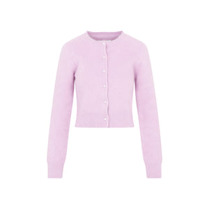 Luxurious Pink & Purple Angora Cardigan for Women - FW23