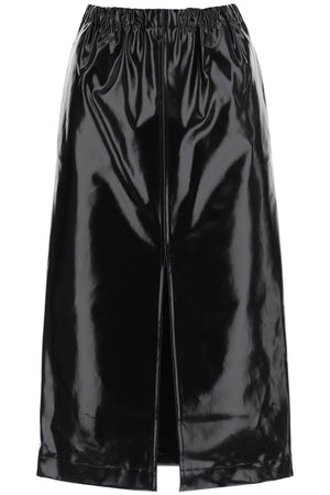 MAISON MARGIELA Black Elastic Skirt with Side Pockets and Slit Hem for 2024 FW23