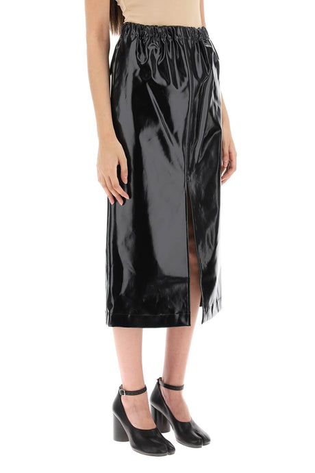 MAISON MARGIELA Black Elastic Skirt with Side Pockets and Slit Hem for 2024 FW23