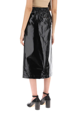 MAISON MARGIELA Black Elastic Skirt with Side Pockets and Slit Hem for 2024 FW23