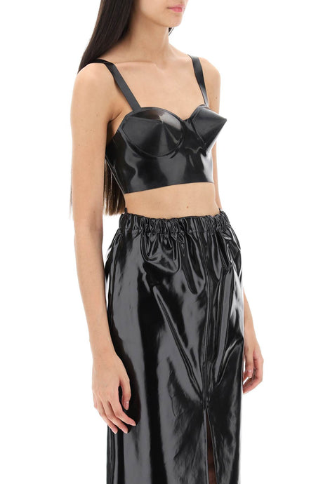 MAISON MARGIELA Latex Cropped Top with Sculpted Bullet Cups, Size IT 40
