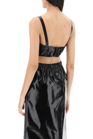 MAISON MARGIELA Latex Cropped Top with Sculpted Bullet Cups, Size IT 40