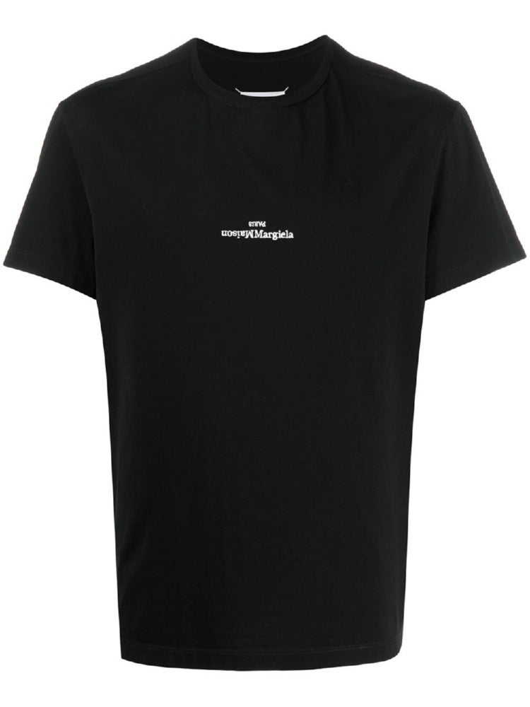 MAISON MARGIELA Embroidered Logo T-Shirt for Men in Black