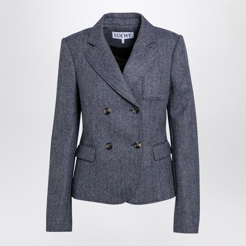 LOEWE Elegant Blue Wool Double-Breasted Jacket