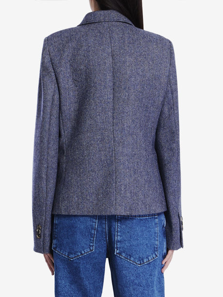 LOEWE Elegant Blue Herringbone Wool Jacket