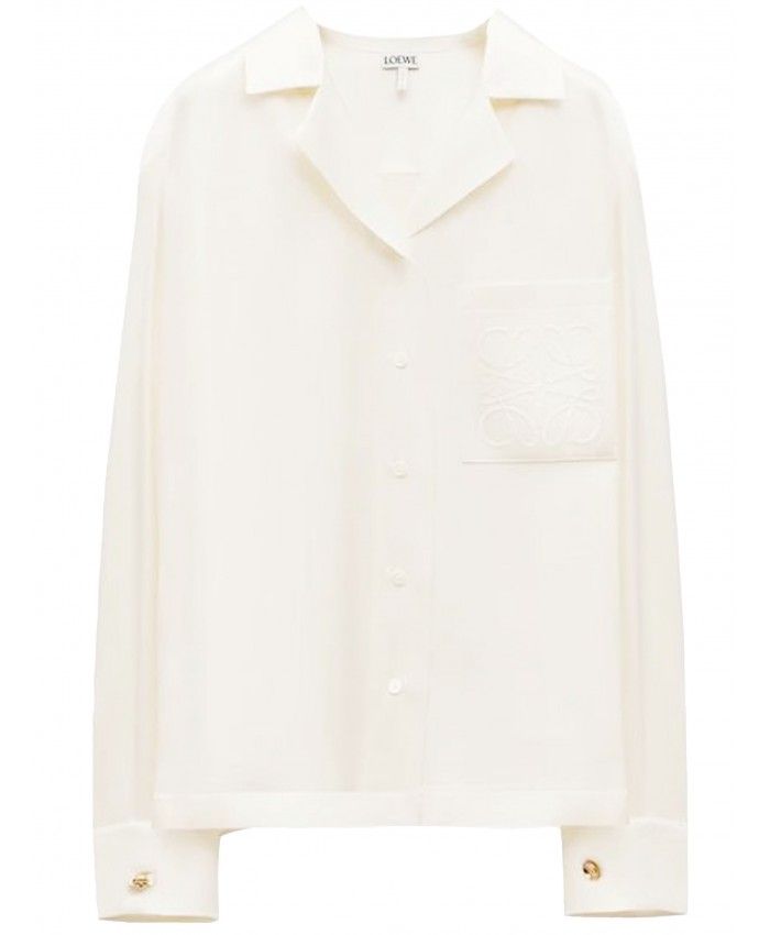 LOEWE Ivory Silk Long-Sleeved Shirt for Women - FW23 Season