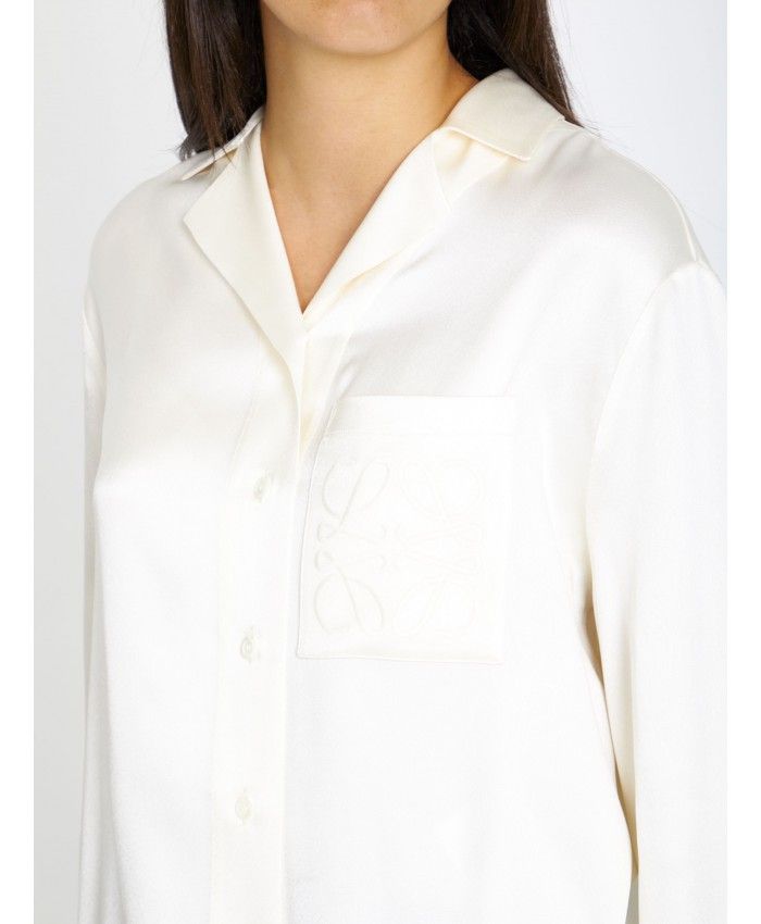 LOEWE Ivory Silk Long-Sleeved Shirt for Women - FW23 Season