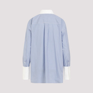女士解构蓝色棉质衬衫 - 2024春夏新品