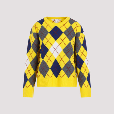 LOEWE Beige Argyle Wool Sweater for Women | SS24 Collection