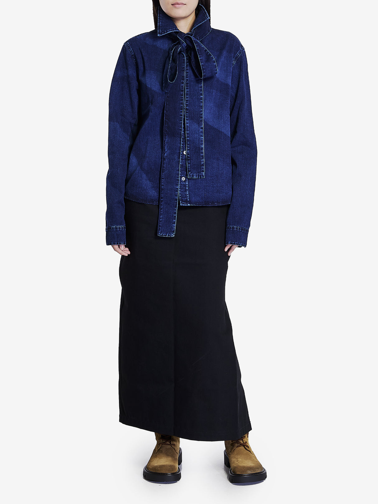 LOEWE DECONSTRUCTED SKIRT IN DENIM