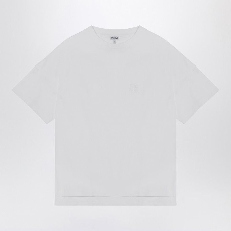 LOEWE Elegant White Cotton T-Shirt with Signature Chest Logo