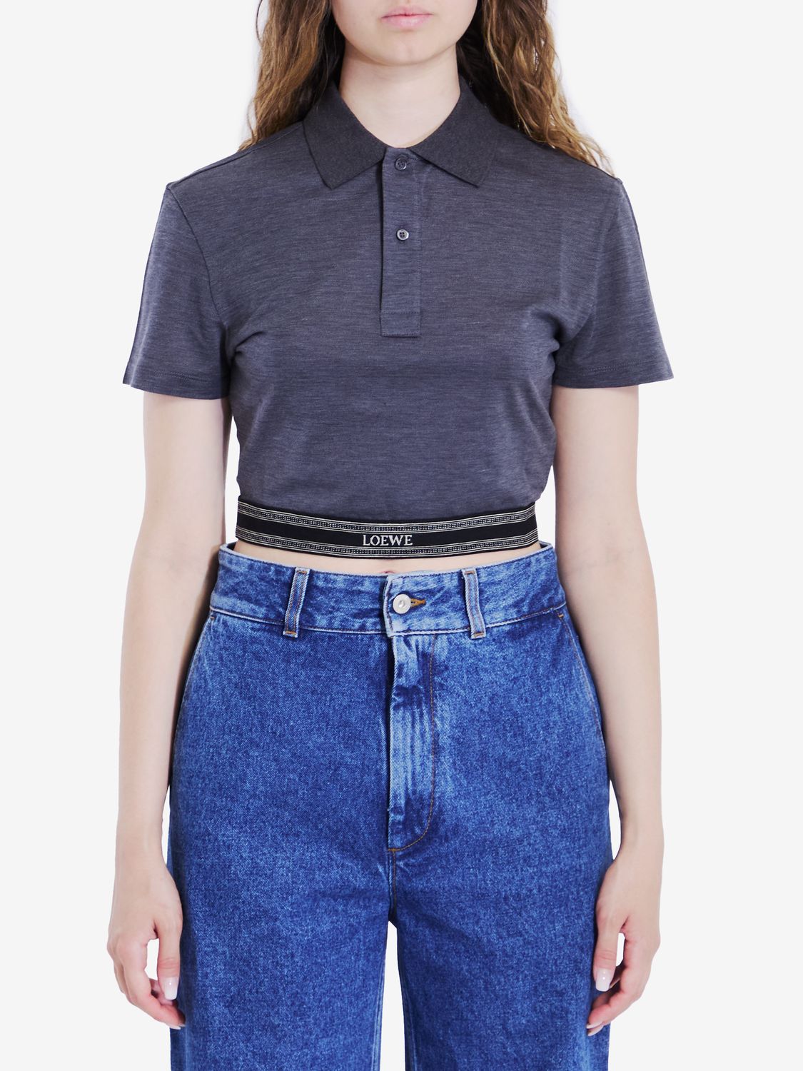 LOEWE Chic Charcoal Cropped Polo