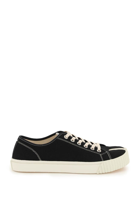 MAISON MARGIELA Black Canvas Sneakers for Men with Iconic Tabi Cleft Toe