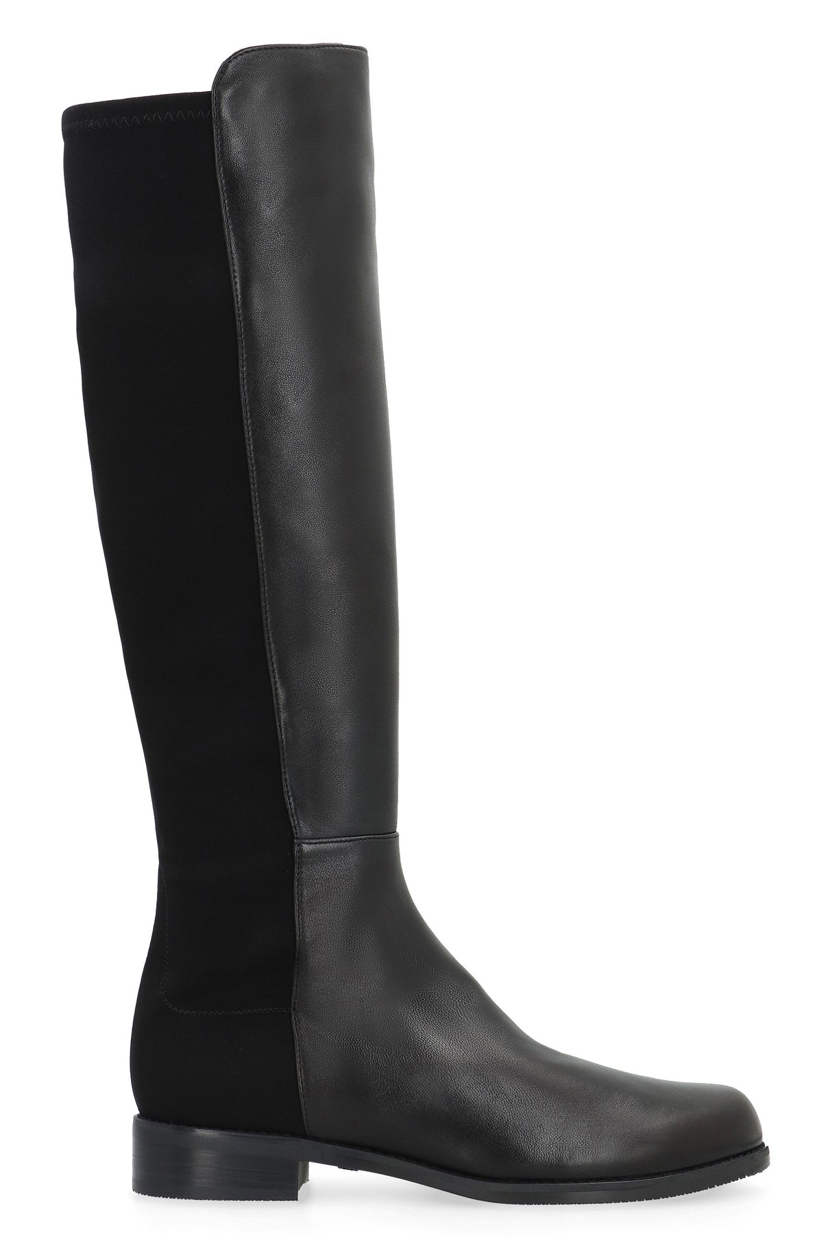 STUART WEITZMAN Black Half and Half Leather Stretch Boots for Women