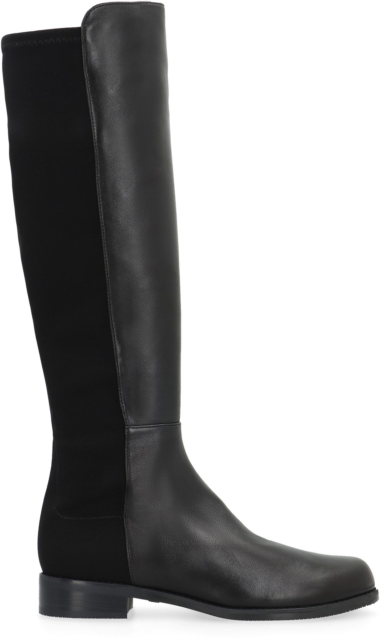 STUART WEITZMAN Black Half and Half Leather Stretch Boots for Women