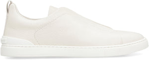 ZEGNA Men's White Triple Stitch Leather Sneakers