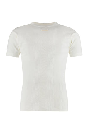 MAISON MARGIELA Mens Ivory Ribbed Knit Cotton T-Shirt for SS23