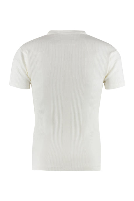 MAISON MARGIELA Mens Ivory Ribbed Knit Cotton T-Shirt for SS23