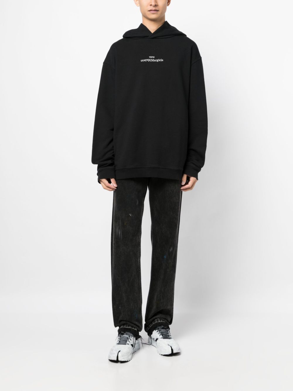 MAISON MARGIELA Reversed Logo Black Cotton Hoodie