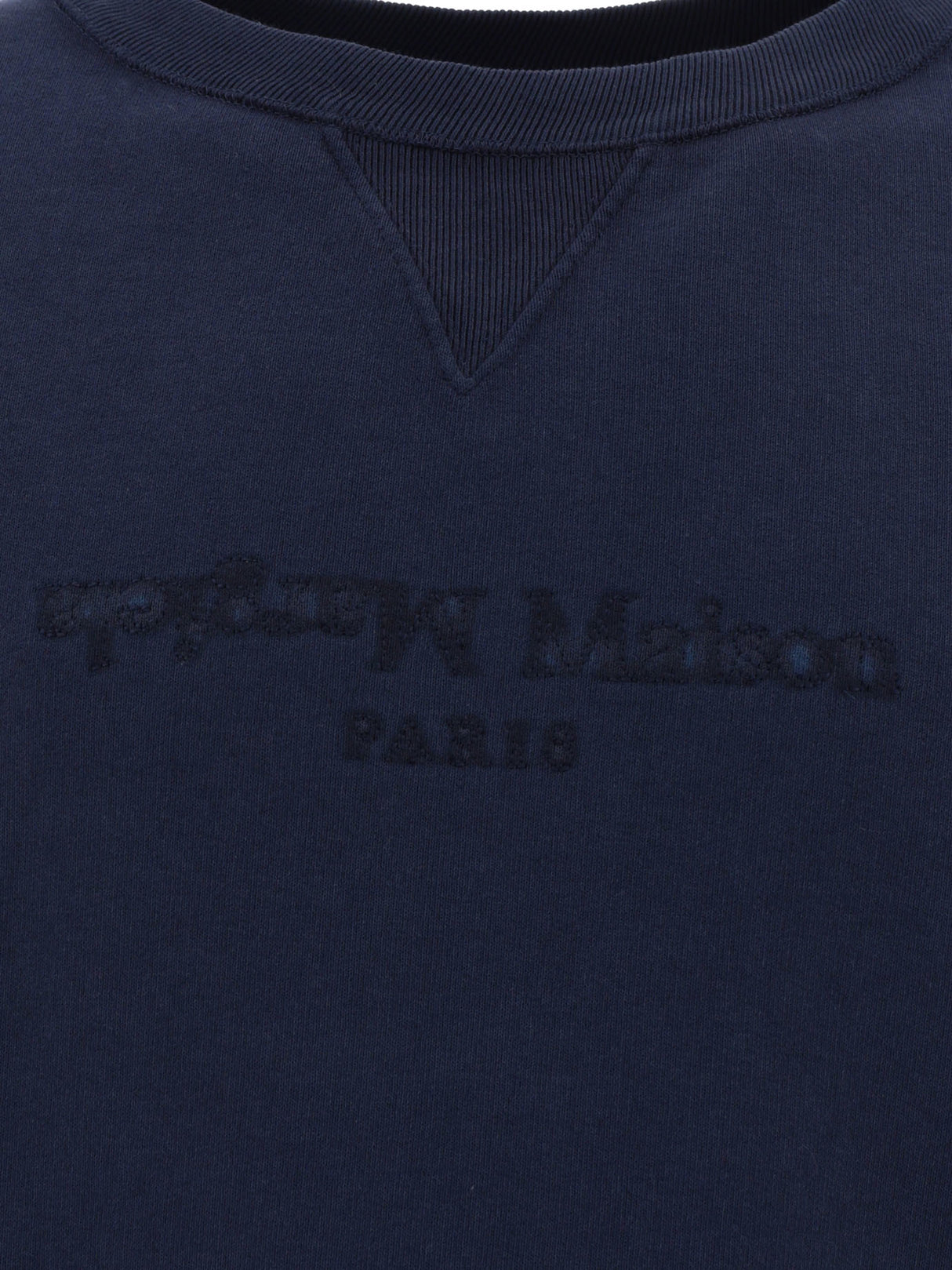 MAISON MARGIELA Navy Blue Embroidered Logo Cotton Sweatshirt for Men