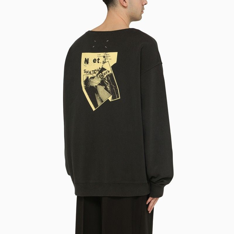 MAISON MARGIELA Oversized Anthracite Grey Cotton Crew-Neck Sweatshirt