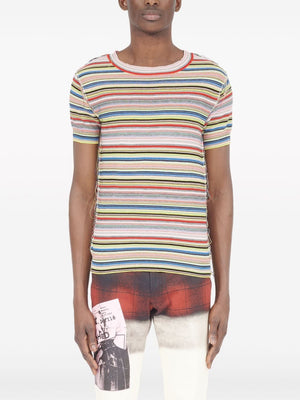 MAISON MARGIELA Striped Multicolor Cotton T-Shirt for Men - SS24 Collection