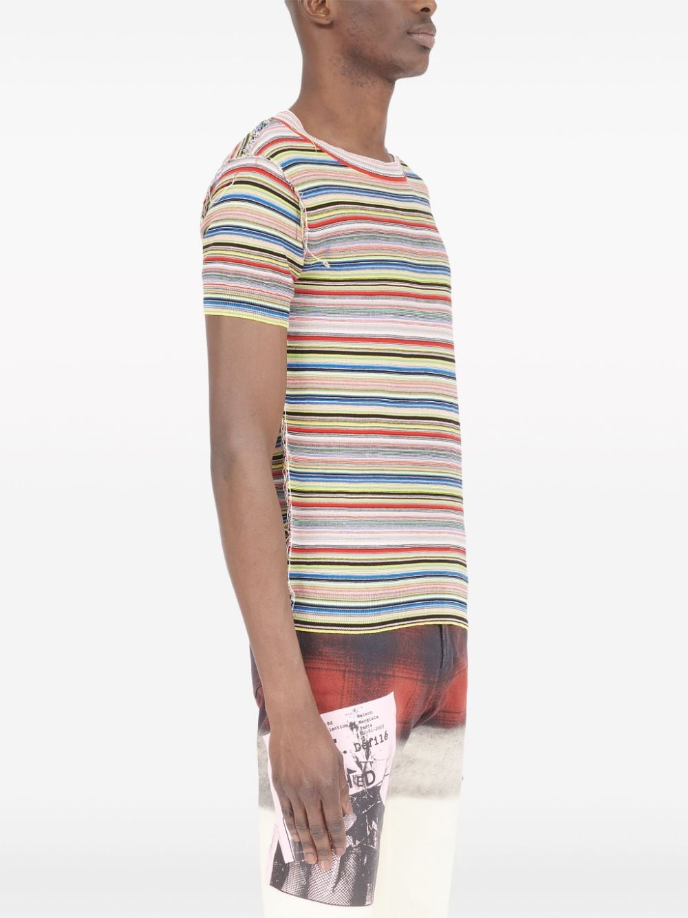 MAISON MARGIELA Striped Multicolor Cotton T-Shirt for Men - SS24 Collection