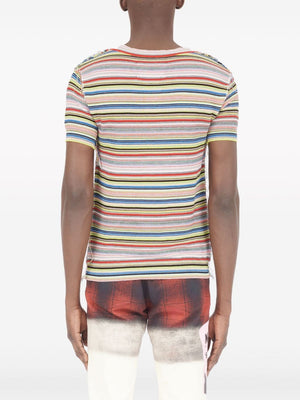 MAISON MARGIELA Striped Multicolor Cotton T-Shirt for Men - SS24 Collection