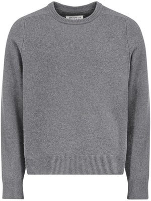 MAISON MARGIELA Elegant Grey Wool Crewneck Sweater