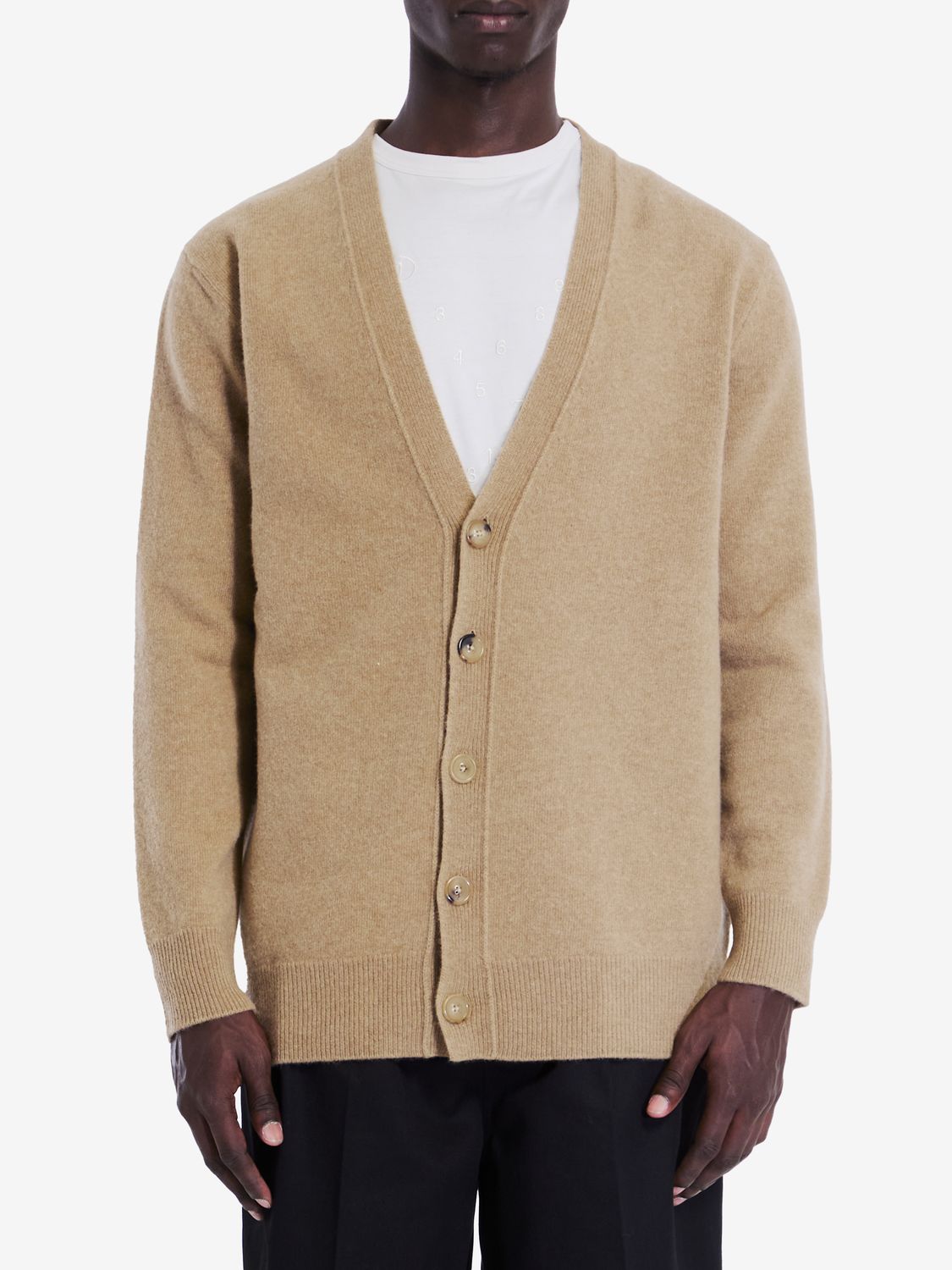 MAISON MARGIELA Luxurious Beige Wool Cardigan for Men