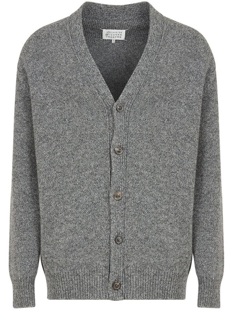 MAISON MARGIELA Wool Cardigan with V-Neck and Button Front Closure