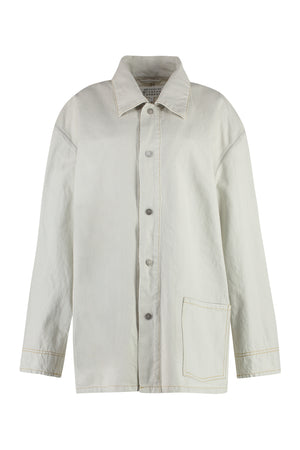 MAISON MARGIELA Contrast Stitch Denim Jacket in Ecru for Women - SS23