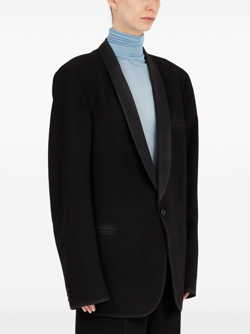 MAISON MARGIELA Elegant Single-Breasted Black Wool Blazer