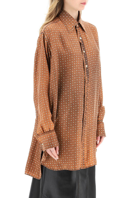 MAISON MARGIELA Oversized Printed Silk Shirt for Women - Brown