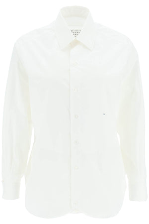 女士白色超大号纯棉细布衬衫-SS23