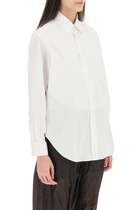 女士白色超大号纯棉细布衬衫-SS23