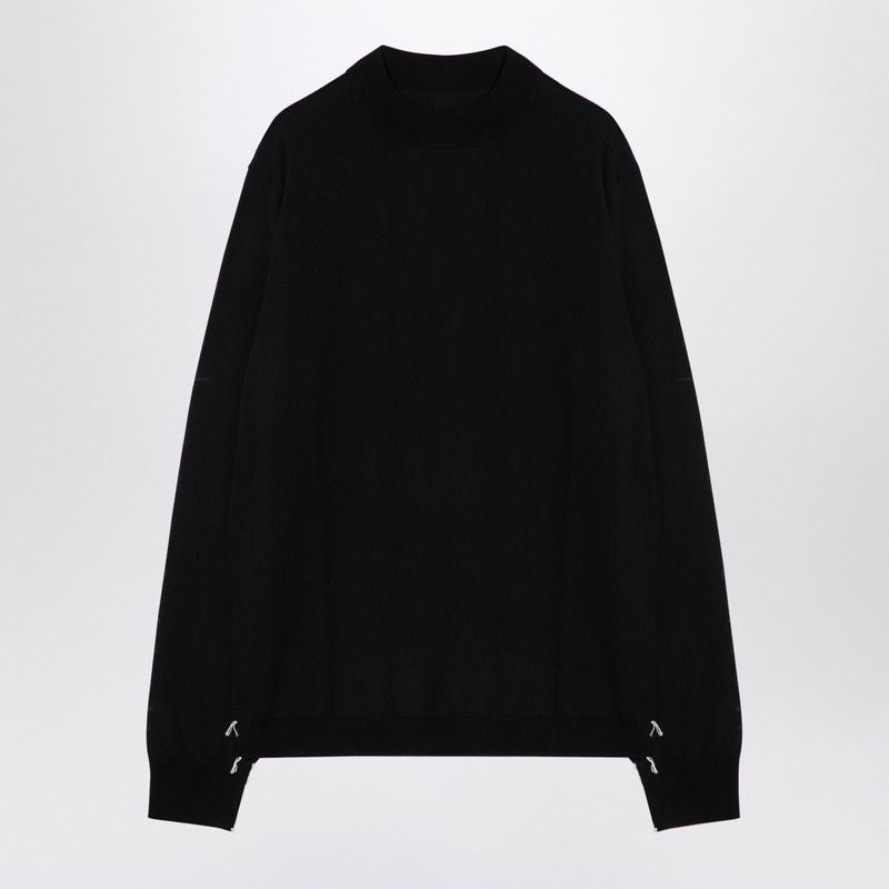 MAISON MARGIELA Men's Classic Black Wool Crew-Neck Jumper