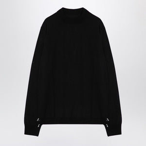 MAISON MARGIELA Men's Classic Black Wool Crew-Neck Jumper