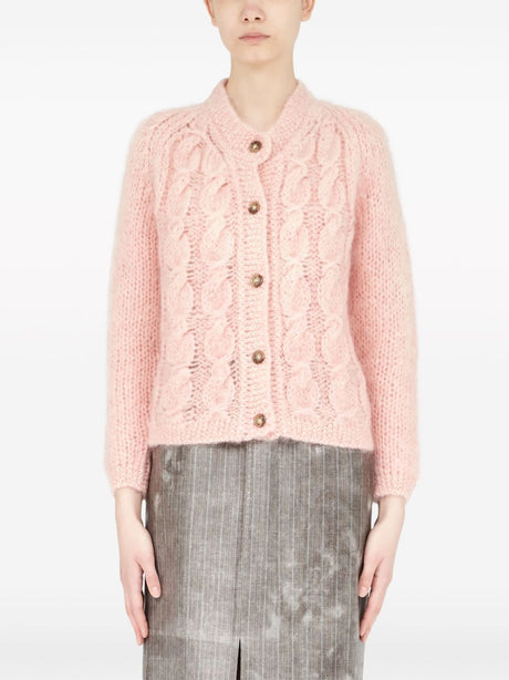 MAISON MARGIELA Chic Pink Knit Cardigan - Women's Fashion, Spring/Summer 2024